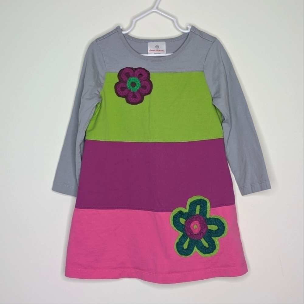 Hanna Andersson Color Block Flower Dress 100 4
